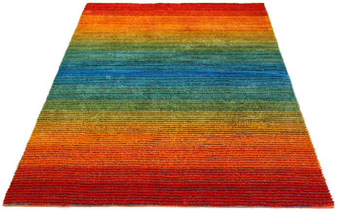 textured rainbow rug