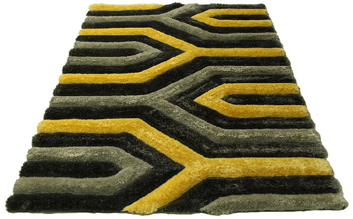 3d grey yellow rug