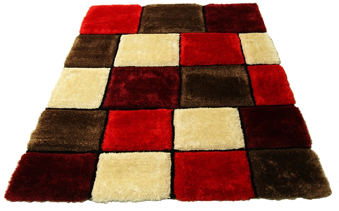 3d red grey rug