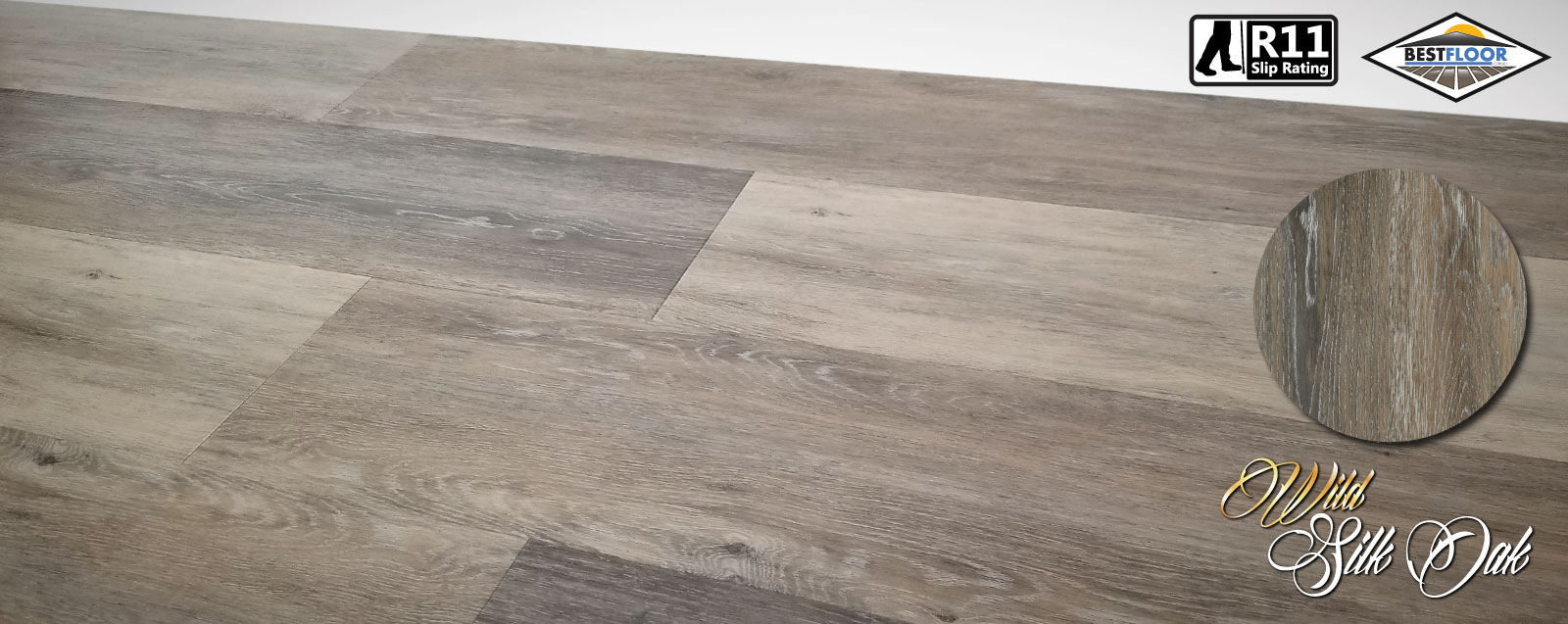 Luxury Wild silk oak grey ultimate vinyl planks R11 slip rated bestfloor